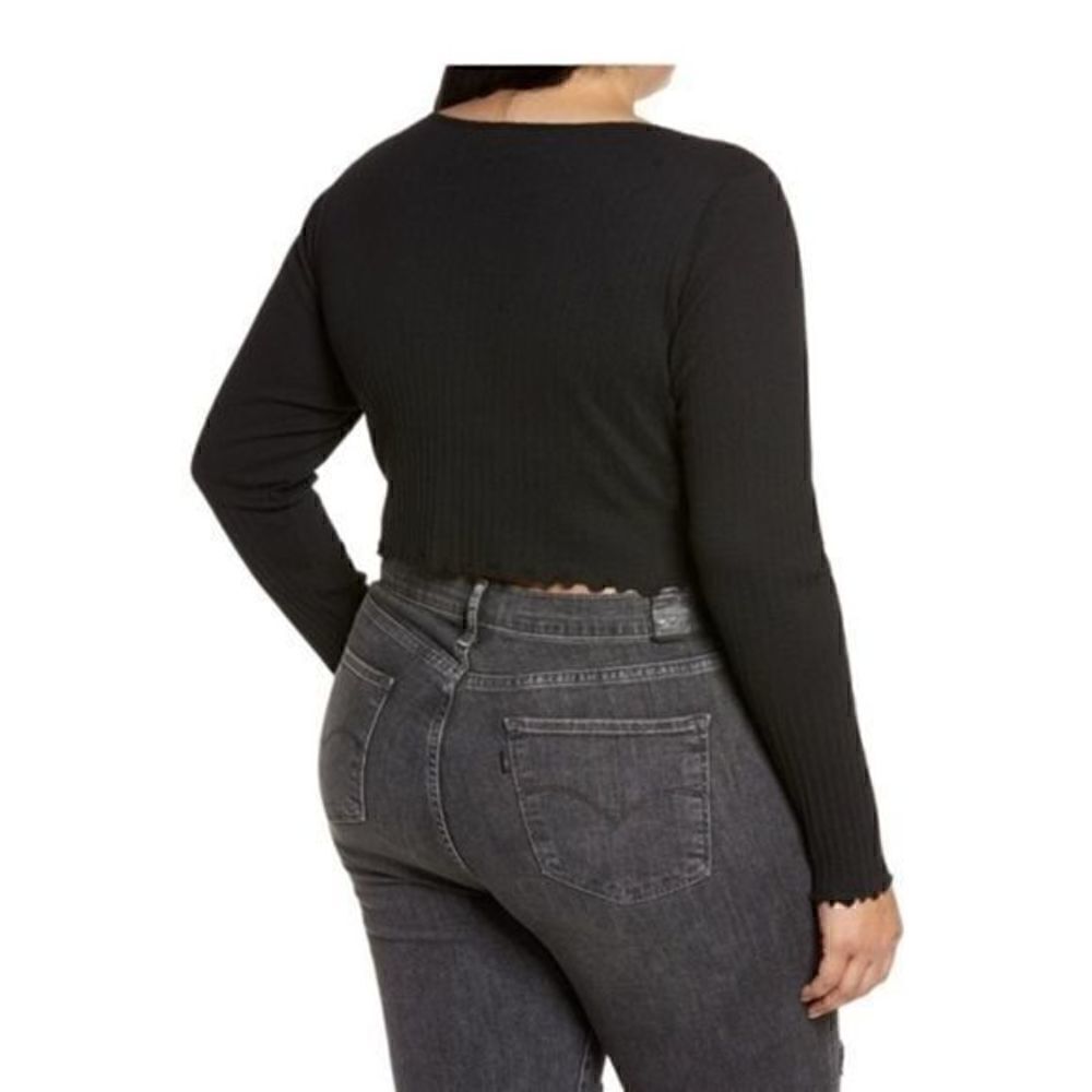 Nordstrom Bp Long Sleeve Henley Crop Top Green 3X NWT - Picture 2 of 10